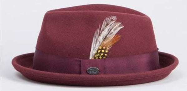 Bailey Cloyd in Oxblood Center Dent Wool Felt Trilby Hat