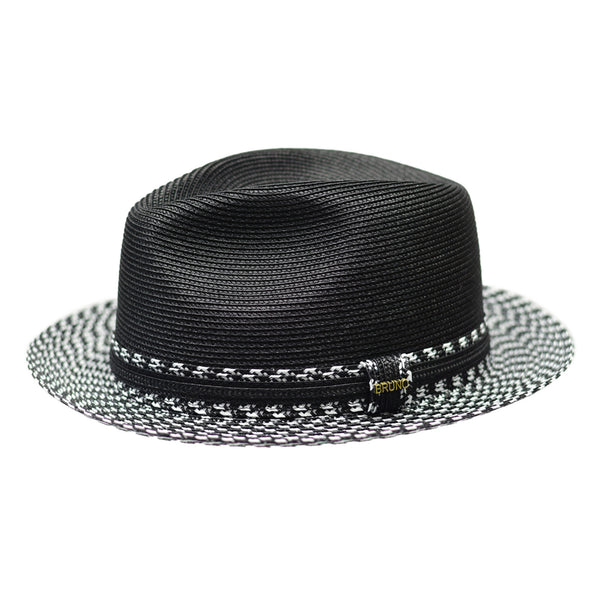 Bruno Capelo Antonio 2-Tone Straw Fedora Hat Snap Brim