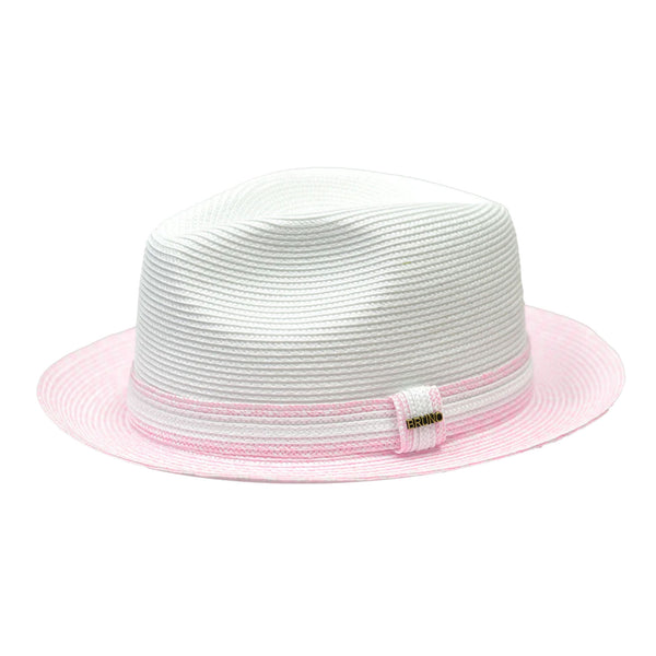 Bruno Capelo Antonio 2-Tone Straw Fedora Hat Snap Brim