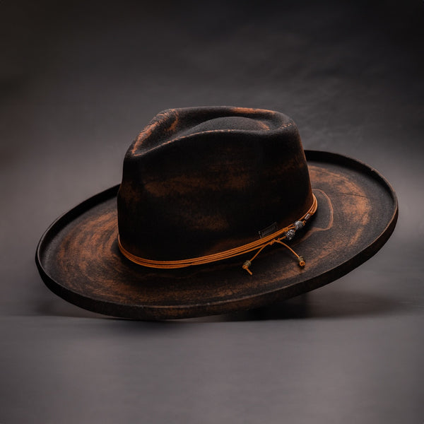 Avacreeks Brownstone Distressed Wide Brim Wool Fedora