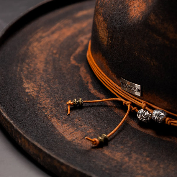 Avacreeks Brownstone Distressed Wide Brim Wool Fedora