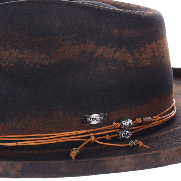 Avacreeks Brownstone Distressed Wide Brim Wool Fedora