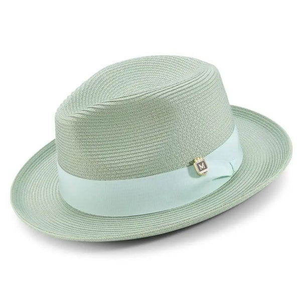 Montique Belmont Pinch Front Polybraid Straw Fedora