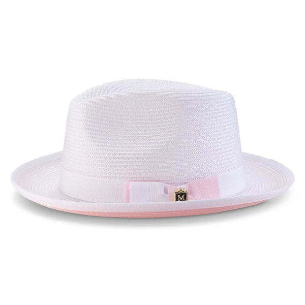 Montique Collins Pinch Front Color Bottom Straw Fedora