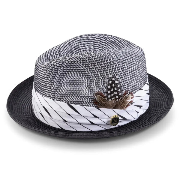 Montique Intrepid Two-Toned Polybraid Straw Trilby Hat Two-Toned Polybraid Straw Trilby Hat