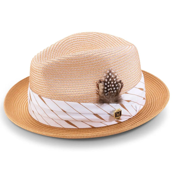 Montique Intrepid Two-Toned Polybraid Straw Trilby Hat Two-Toned Polybraid Straw Trilby Hat