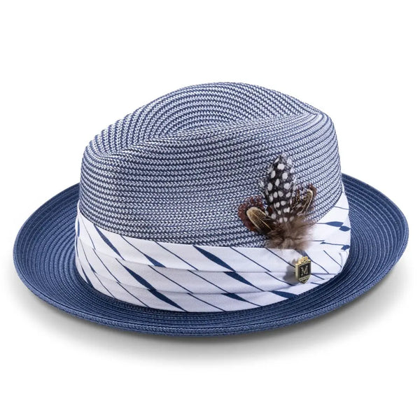 Montique Intrepid Two-Toned Polybraid Straw Trilby Hat Two-Toned Polybraid Straw Trilby Hat