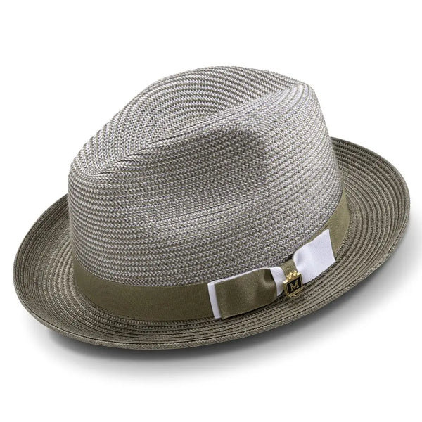 Montique Landon Two-Toned Polybraid Straw Fedora Two-Toned Polybraid Straw Fedora