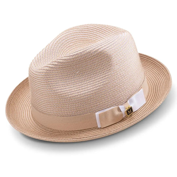 Montique Landon Two-Toned Polybraid Straw Fedora Two-Toned Polybraid Straw Fedora
