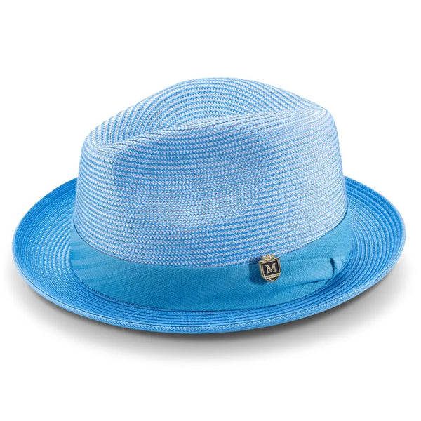 Montique Porter Two-Toned Polybraid Straw Fedora Two-Toned Polybraid Straw Fedora