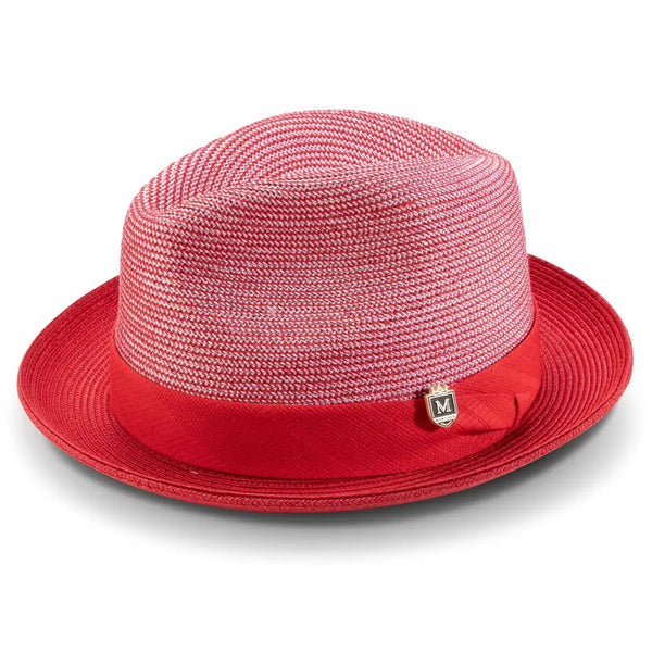 Montique Porter Two-Toned Polybraid Straw Fedora Two-Toned Polybraid Straw Fedora