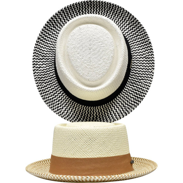 Steven Land Diplomat Straw Two-Tone Pork Pie