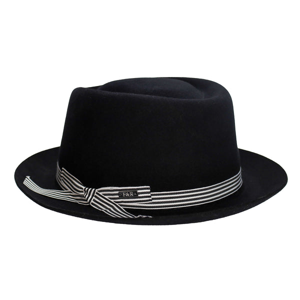 Fernandez y Roche Irving in Black Fur Felt Fedora Made in Spain
