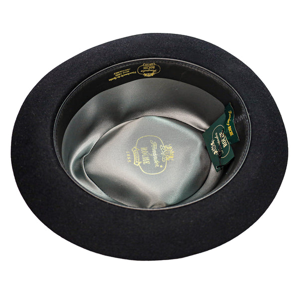 Fernandez y Roche Irving in Black Fur Felt Fedora Made in Spain