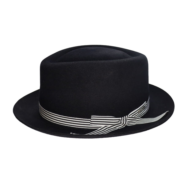 Fernandez y Roche Irving in Black Fur Felt Fedora Made in Spain
